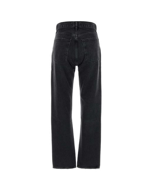 Agolde Blue Denim Trousers With Belt Loops
