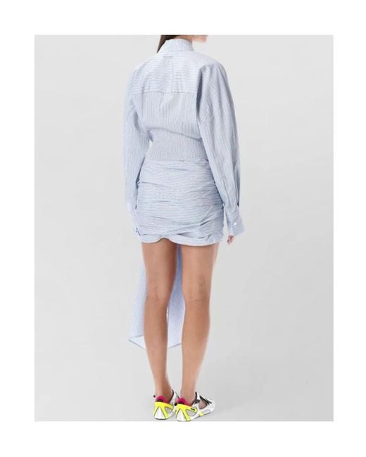 The Attico Blue Long-Sleeved Shirt Dress