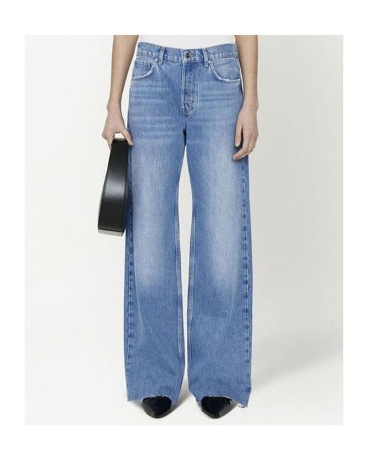 Anine Bing Blue Hugh Logo Patch Jeans