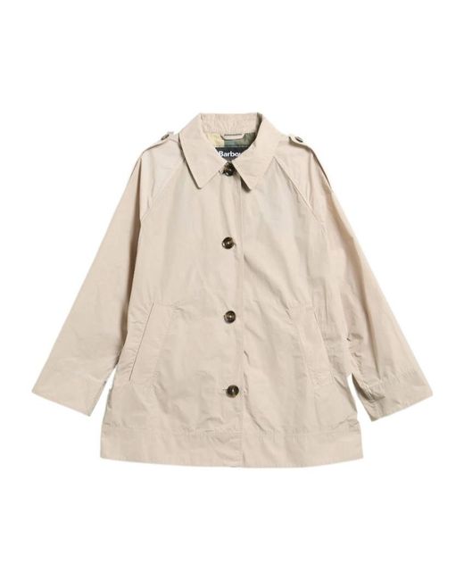 Barbour Natural Maggie Epaulette-Detail Raglan-Sleeve Coat