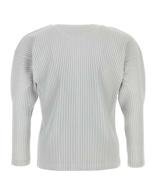 Homme Plissé Issey Miyake Gray Homme Plissé Issey Miyake Pleated Crewneck T-Shirt for men