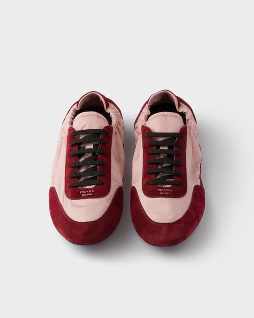 Prada Red Two-Toned Collapse Sneakers