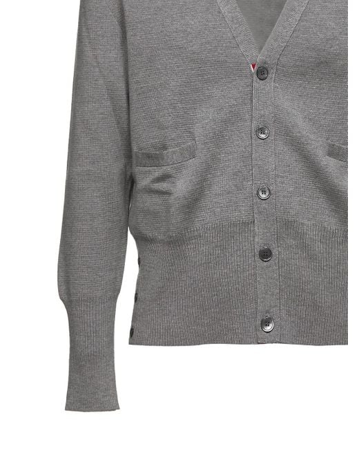 Thom Browne Gray Bar Cardigan for men