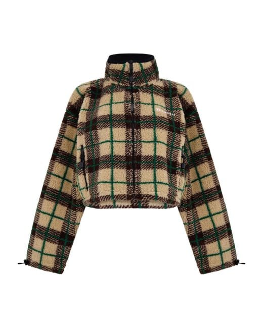 Miu Miu Green Checked Teddy Bear Jacket