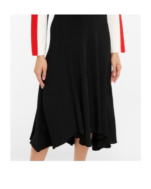 Jil Sander Red Striped Ribbed-Knit Midi Dress