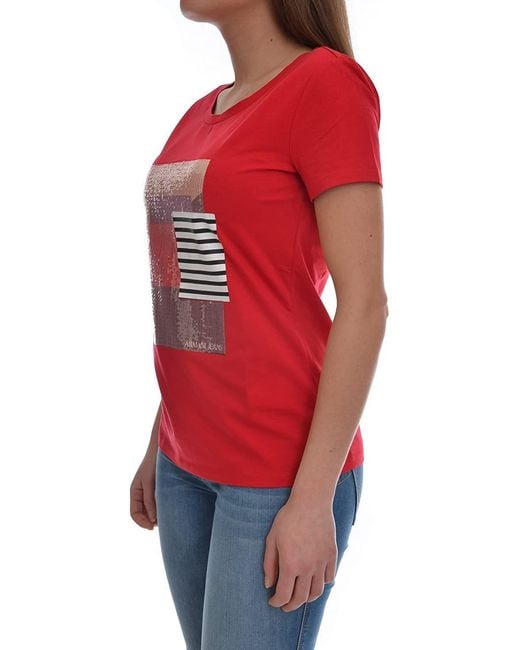 Armani Jeans Red Logo Details T-Shirt