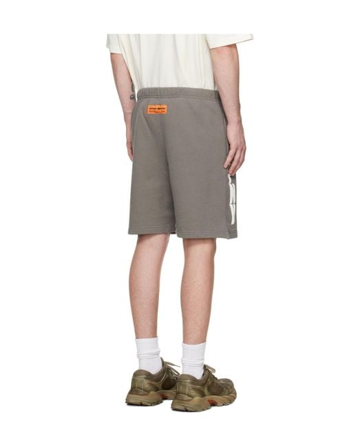 Heron Preston Gray Logo Printed Shorts for men