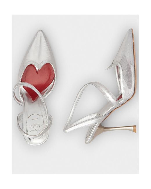 Roger Vivier White I Love Vivier Slingback Pumps