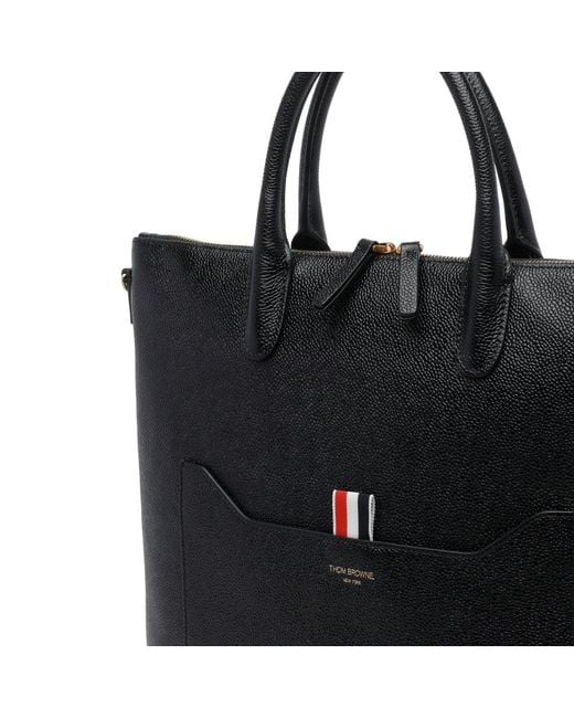 Thom Browne Black Vertical Tool Tote Bag for men