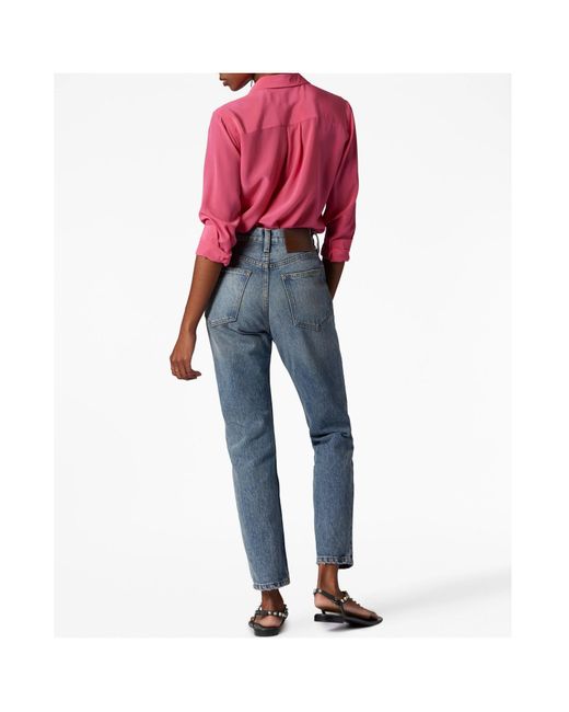Equipment Pink Lapel Button Shirt