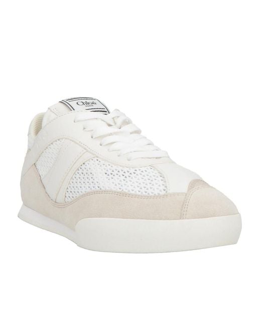 Chloé White Lace-Up Logo Sneakers