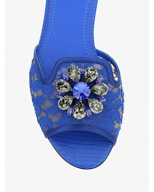 Dolce & Gabbana Blue Bianca Lace Detailed Sandals
