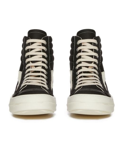 Rick Owens Black High-Top Lace-Up Sneakers