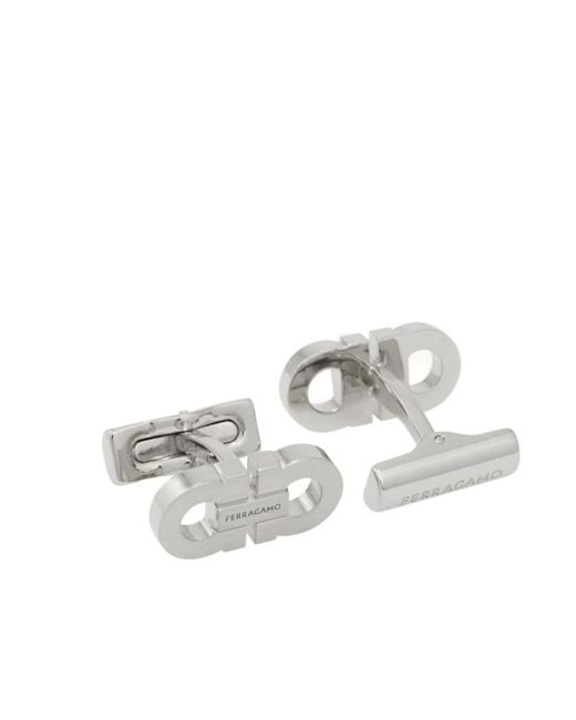 Ferragamo White Double Gancini Cufflinks for men
