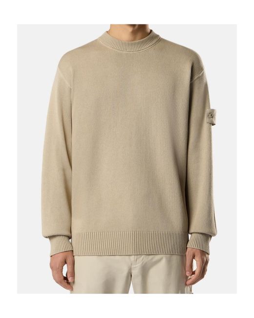 Stone Island Natural Logo-Patch Ribbed-Trim Sweater for men