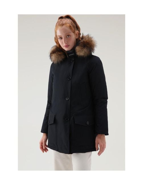 Woolrich Black Arctic Hooded Buttoned Jacket