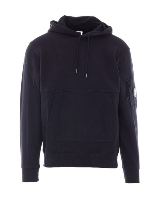 C P Company Blue Drawstring Hooded Sweatshirt for men