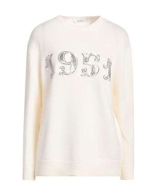 Max Mara White Solid Knit Sweater