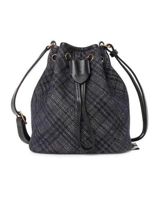 Burberry Black Drawstring Denim Bucket Bag