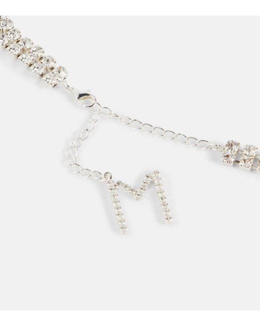 Magda Butrym White Floral-Appliqué Crystal-Embellished Choker