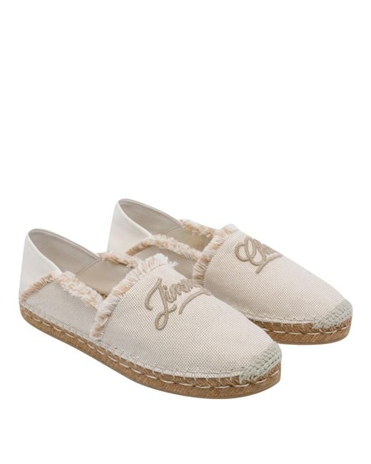 Jimmy Choo White Avi Flat Espadrilles