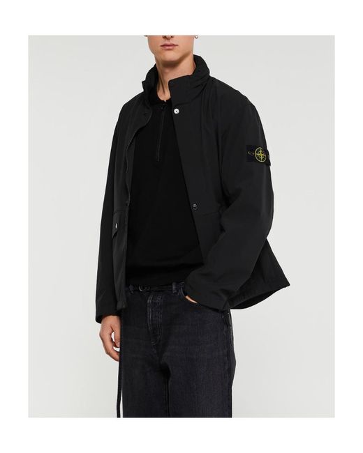 Stone Island Black Logo Patch Hooded Jacket for men