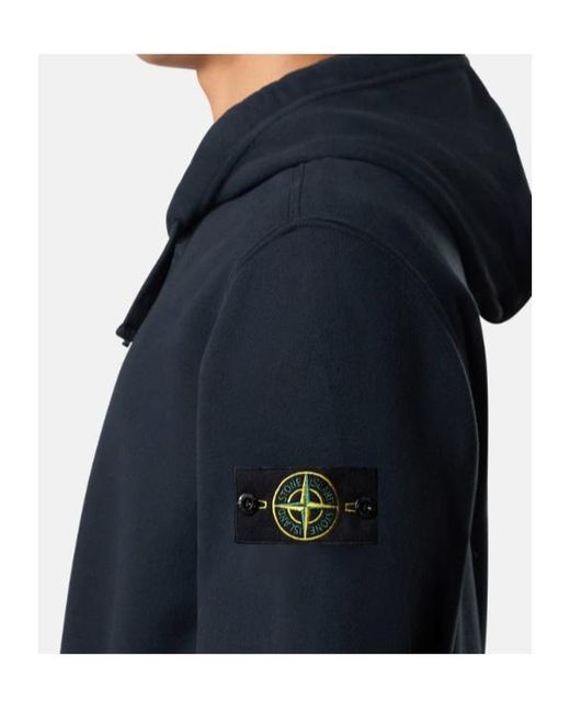 Stone Island Blue Compass Patch Zip-Up Hoodie for men