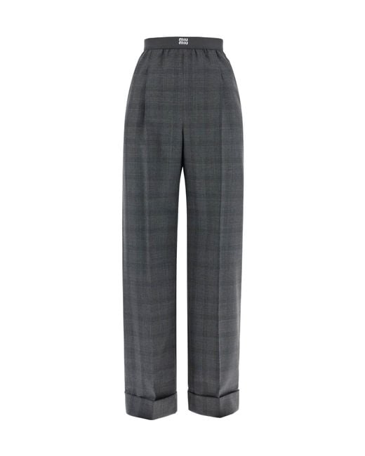 Miu Miu Gray Prince Of Wales Pants