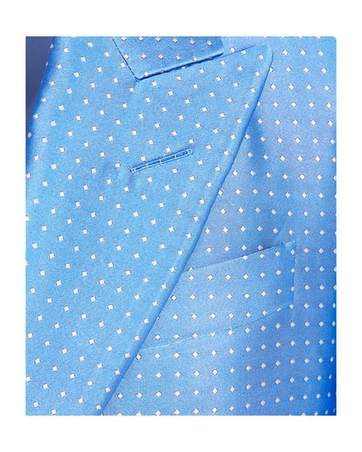 Tom Ford Blue Polka Dot Jacquard Double-Breasted Suit Jacket for men