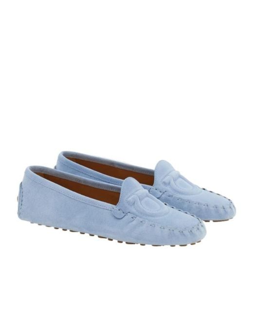 Ferragamo Blue Gancini Driver Loafer