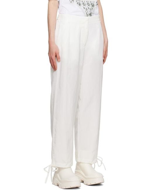 MSGM White Elasticated-Ankles Wide-Leg Trousers