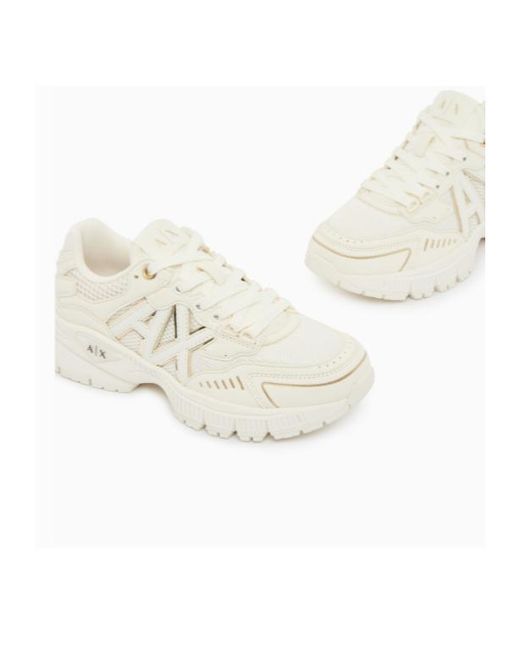 ARMANI EXCHANGE White Logo-Patch Panelled Sneakers