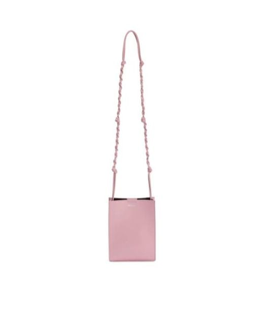 Jil Sander Pink Tangle Small Logo Embossed Crossbody Bag