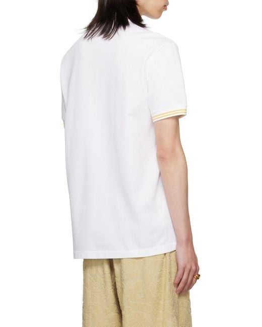 Versace White Medusa-Embroidered Short-Sleeved Polo Shirt for men