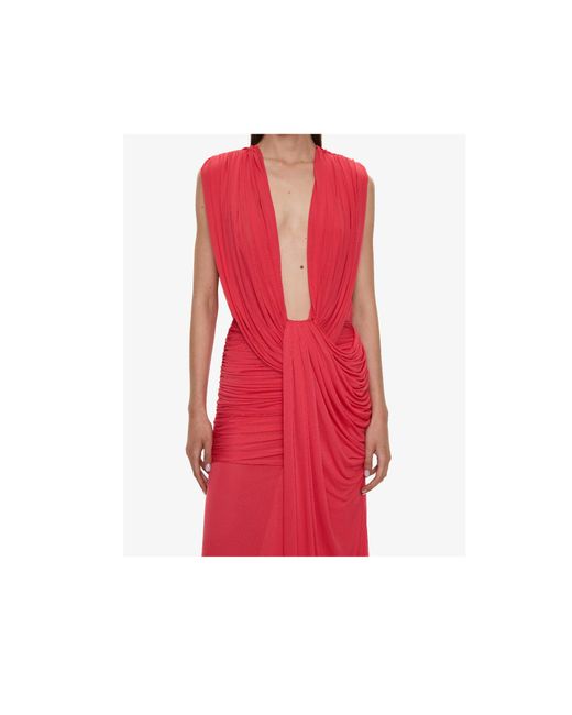 Christopher Esber Red Ripple Drape Gown