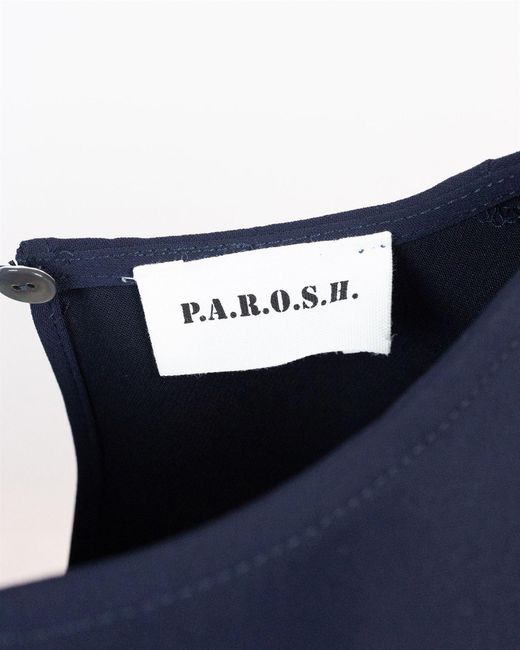 P.A.R.O.S.H. Blue Puff-Sleeved Blouse