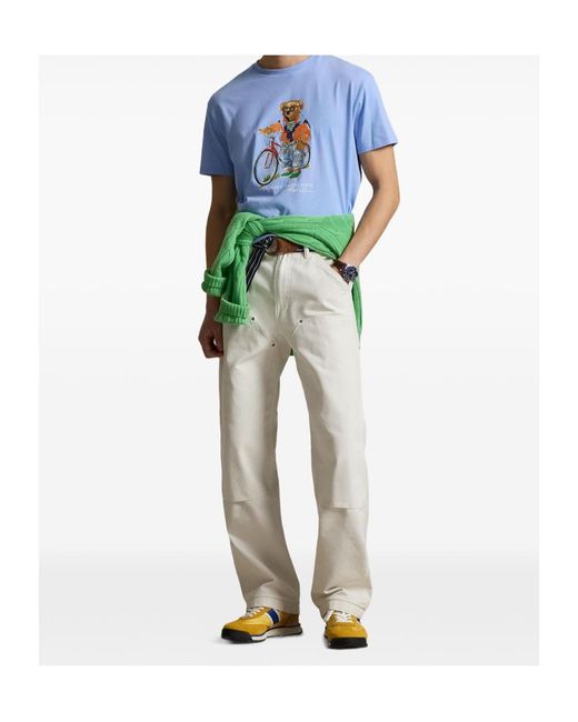 Polo Ralph Lauren Blue Short Sleeves Summer Bear T-Shirt for men