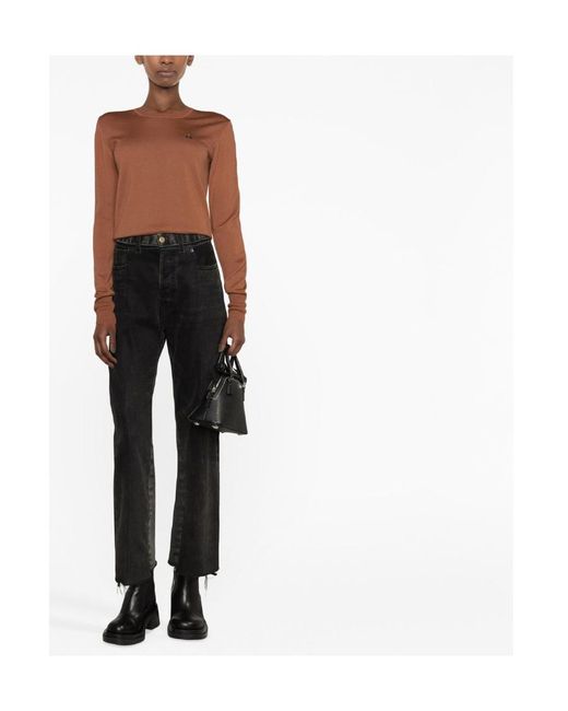 Vivienne Westwood Brown Round Collar Logo Pullover