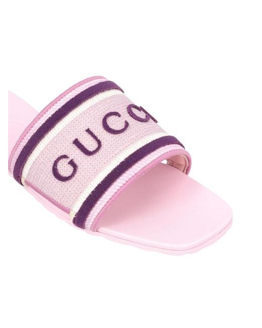 Gucci Pink Logo Lettering Slip-On Slides