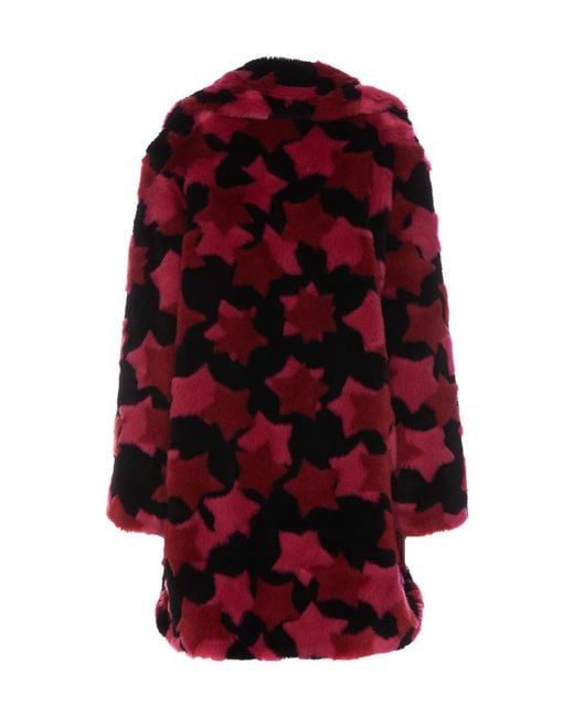 Versace Jeans Red Couture Star-Printed Long Sleeved Coat