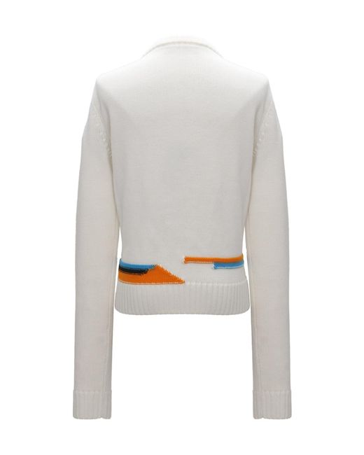MCM White Round Neck Long-Sleeved Sweater