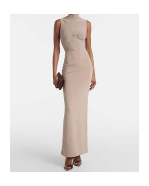 Nensi Dojaka White Gwyneth Knitted Corset Maxi Dress