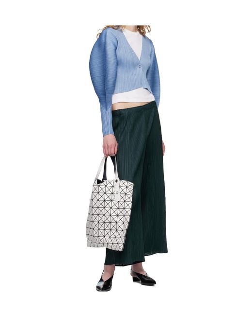 Pleats Please Issey Miyake Blue Puffy V-Neck Top