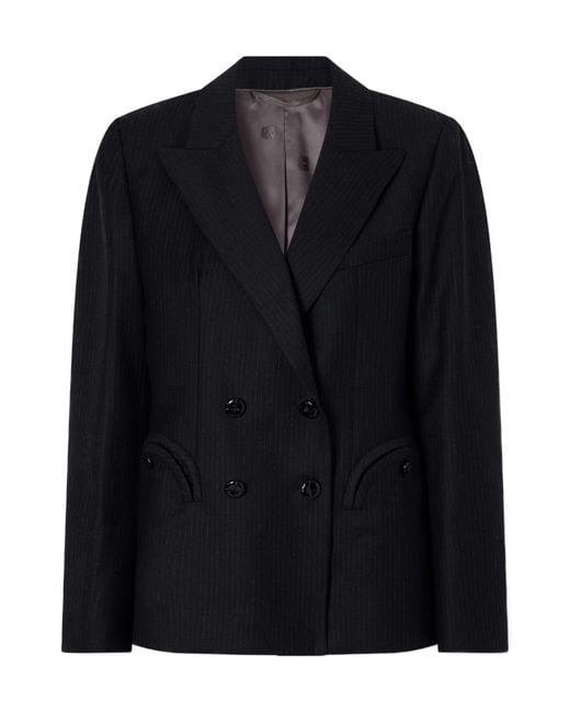 Blazé Milano Black Pinstriped Double-Breasted Jacket