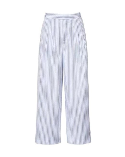 Rag & Bone Blue Striped-Pleated Trousers