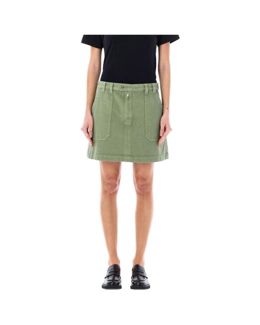A.P.C. Green Sarah Denim Mini Skirt