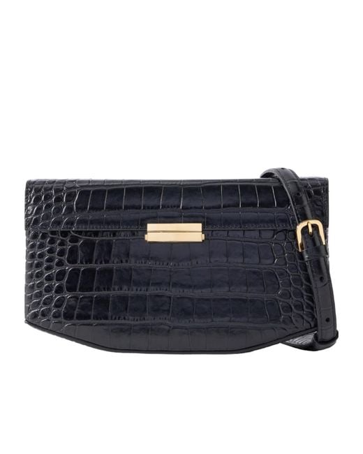 Totême Blue Totême Embossed Foldover Top Shoulder Bag
