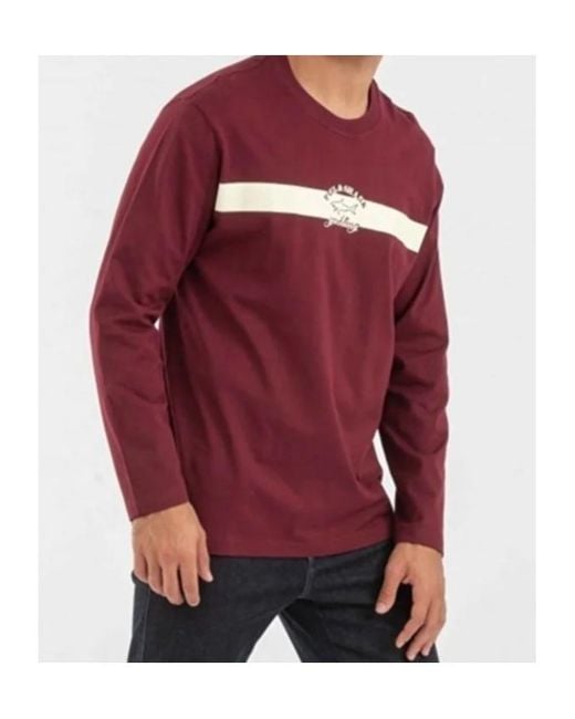 Paul & Shark Red Round Collar And Long-Sleeved T-Shirt for men