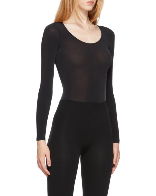 Wolford Black Buenos Aires Long-Sleeved Crewneck Bodysuit