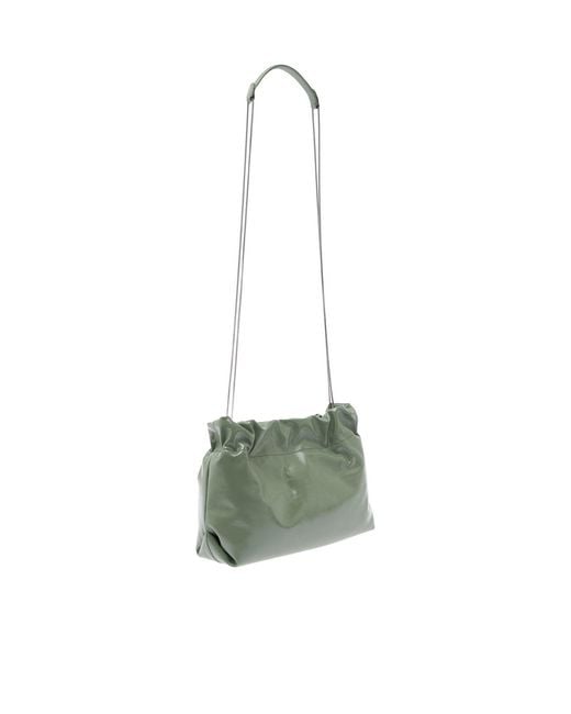 Brunello Cucinelli Green Logo-Printed Chain-Linked Shoulder Bag
